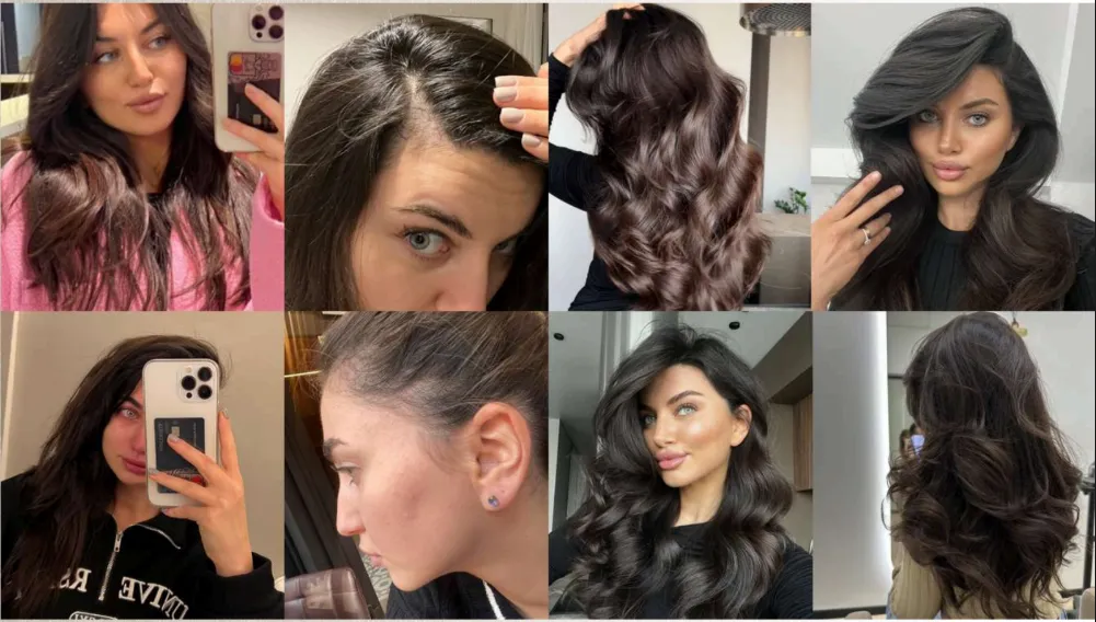 A collage of before and after using products